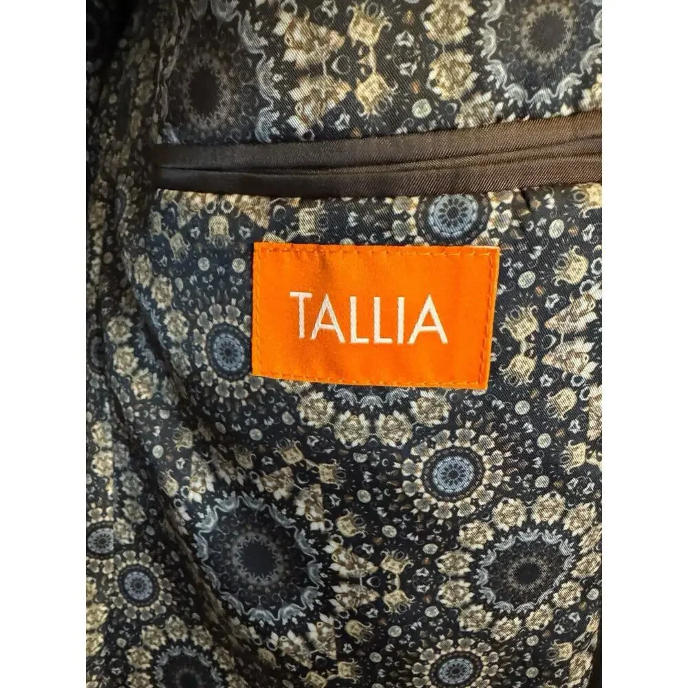 Tallia Classic Fit Suit Jacket Blazer 42L Navy Blue Multiplaid Sport Coat